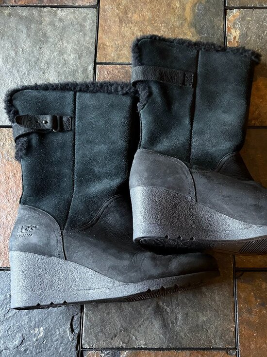 UGG Shoes - Black UGG Edelina waterproof wedge boots, 9